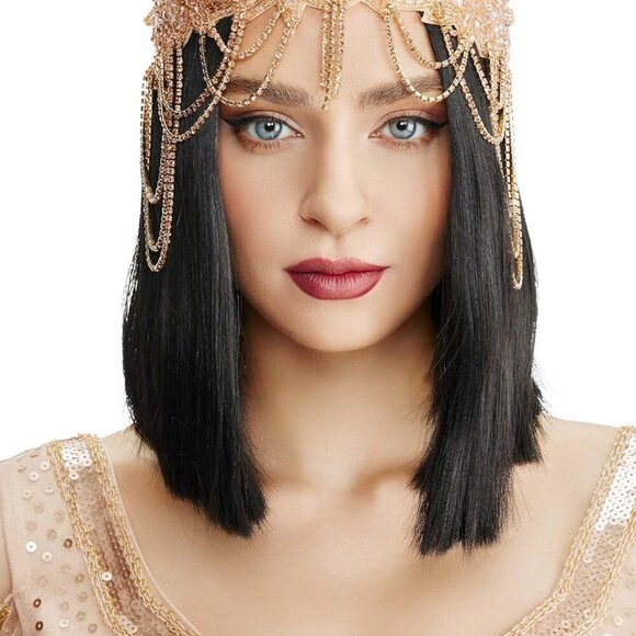 Accessories - 1920s Flapper Headpiece Rhinestone Chain Gatsby Style Women Vintage Accessory